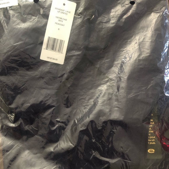 Bebe small Lace up Bandage Dress peacoat New/tag - Picture 5 of 5